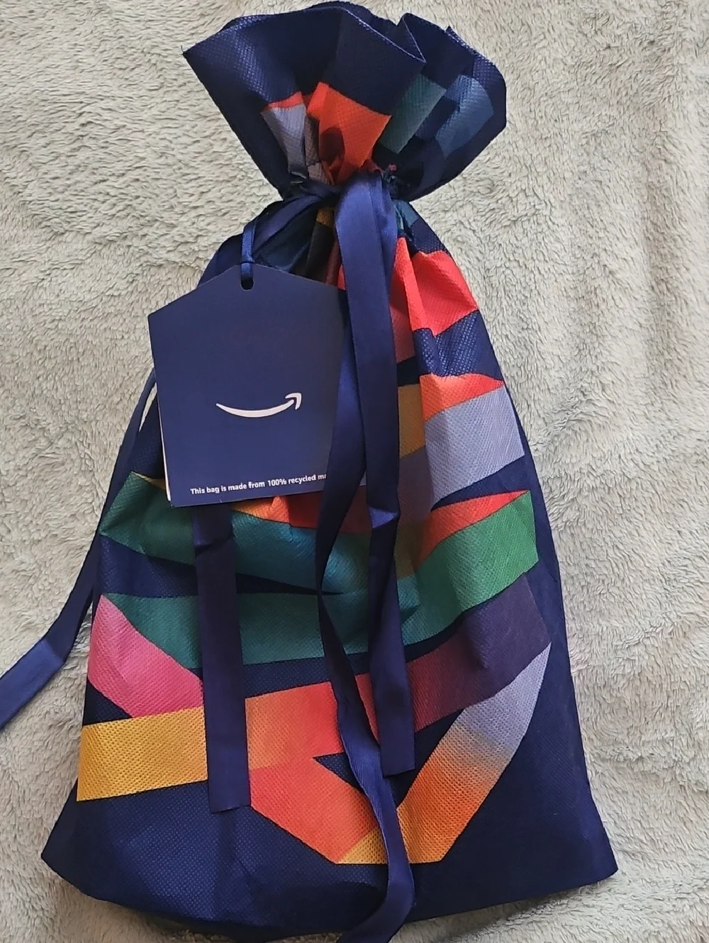 Amazon Reusable Drawstring Gift Bag - Multicolor Chevron